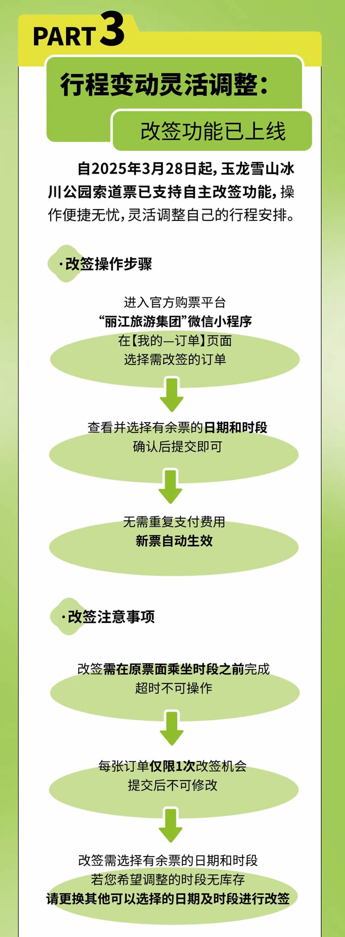 玉龙雪山索道票改签规则